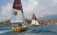 1.	 Photo - Paul Borg & Kylie Forth closing in from behind at the 2006 Homerus Blind Match Racing Championships in Porto Maurizio, Italy.