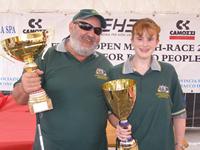 Photo - Winners are grinners – Paul Borg & Kylie Forth after being presented with their 2006 Homerus International Championship trophies.